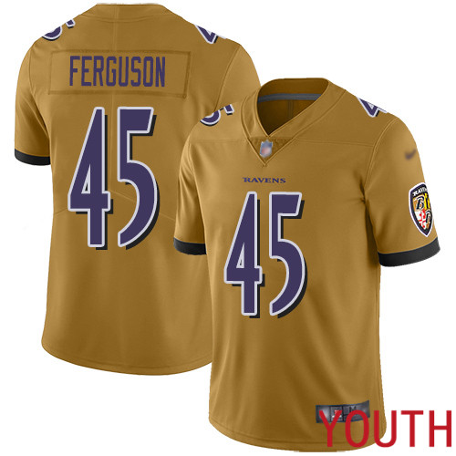 Baltimore Ravens Limited Gold Youth Jaylon Ferguson Jersey NFL Football #45 Inverted Legend->youth nfl jersey->Youth Jersey